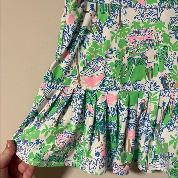 NWT Lilly Pulitzer UPF 50+ Taye Orb Green Serving It Up Ruffle Skort Size L - Picture 4 of 5